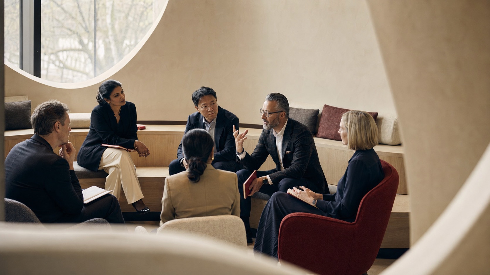 A leadership team participating in a collaborative working session